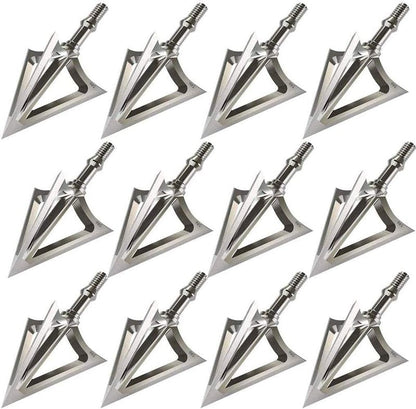 6/12 Pack Hunting Broadhead 100 Grain 420 Stainless Steel 3 Fixed Blade Broadheads Arrow Tips Archery Arrowhead for Crossbow and Compound Bow
