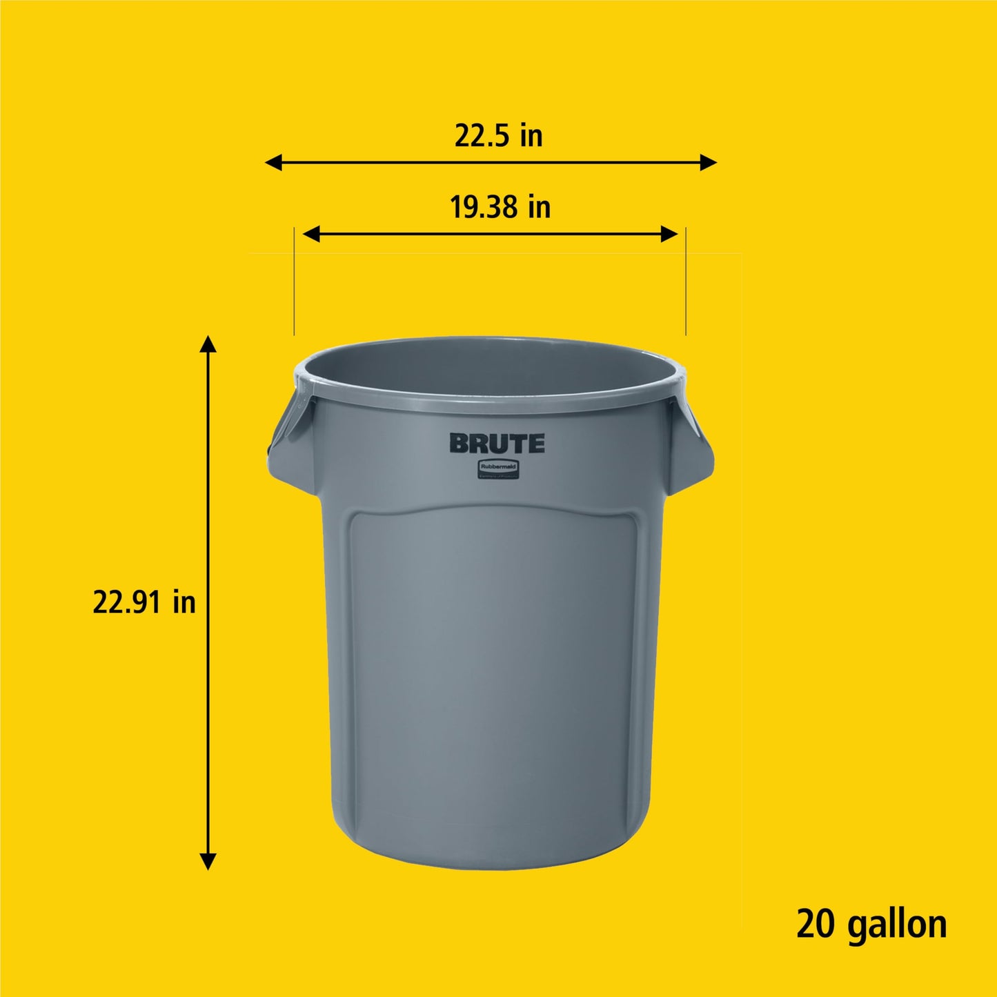 Rubbermaid Commercial Products BRUTE Heavy-Duty Round Trash/Garbage Can, 20-Gallon, Blue, Outdoor Waste Container for Landscapers/Construction/Restaurants/Back of House/Offices/Warehouses