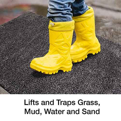 Eurow Trek N' Clean Soft & Plush Microfiber Traction Floor Mat, Super Absorbent, Fast-Drying, Anti-Slip Rug for Entryway, Kitchen, Bedroom, Traps Dirt, Mud & Water, 36 x 23.5 in, Gray and Black