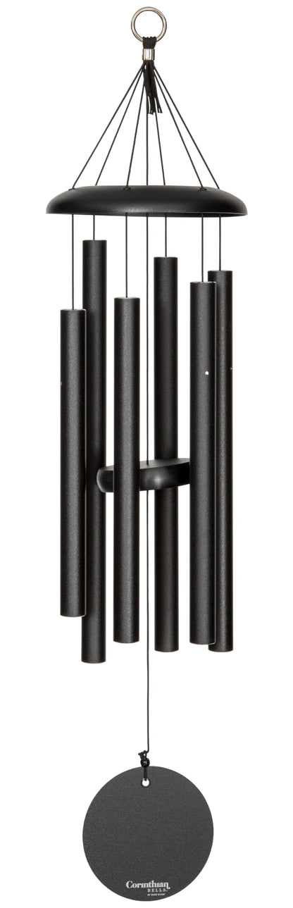 Corinthian Bells 30 Inch Black Wind Chimes for Outside, Modern Metal Outdoor Wind Chime for Patio Decor, Made in USA