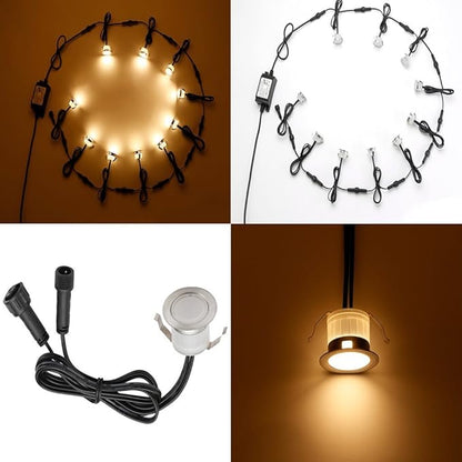 FVTLED Low Voltage LED Deck Light Waterproof Outdoor Garden Yard Decor Lamps Recessed Wood Decking Stair Landscape Pathway LED Step Lighting (10pcs, Warm White)