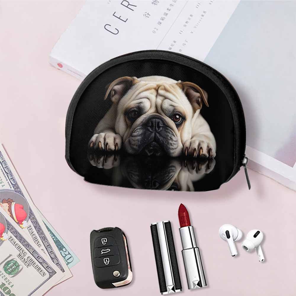 IBILIU Small Coin Purse Funny Dog Bulldog Mini Wallet Coin Pouch Change Purse For Women Men