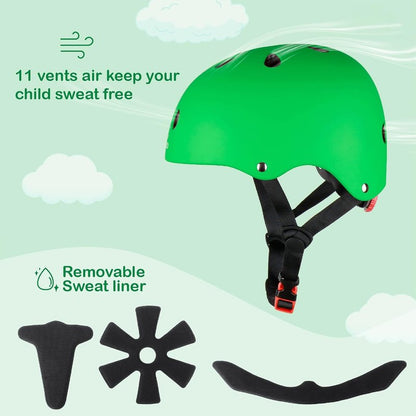 KAMUGO Kids Bike Helmet - Toddler Safety Gear Set with Knee, Elbow & Wrist Pads | Ages 2-8, Boys & Girls