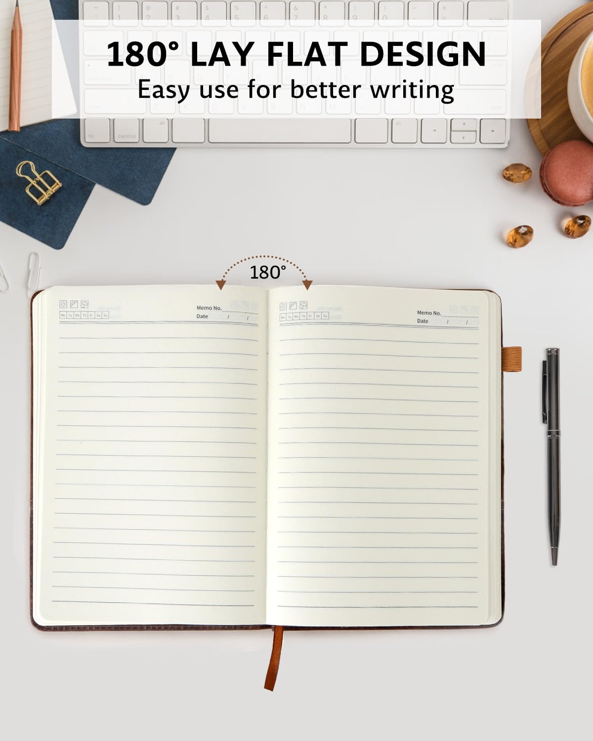 HULIPARK Leather Notebook Journal with Pen, A5 Lined Hardcover Notebook with Magnetic Closure, 240 Pages Daily Journal for Men Women, Ruled Journal Notebooks for Work, Writing, Note Taking - Brown