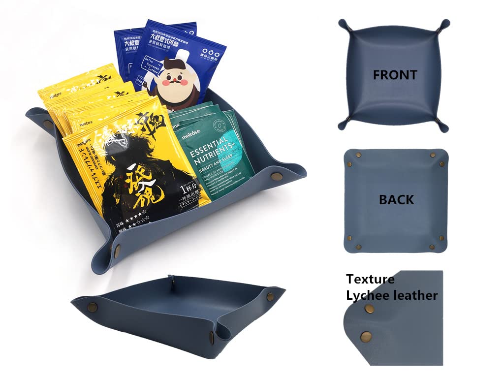 4 Pack Valet Tray PU Leather Jewelry Tray for Women and Man Portable Catchall Travel Storage Dish Plate Key Tray For Entryway Desk Organizer for Phone, Keys, Glasses, Wallet, Earphone, Watch, Coin