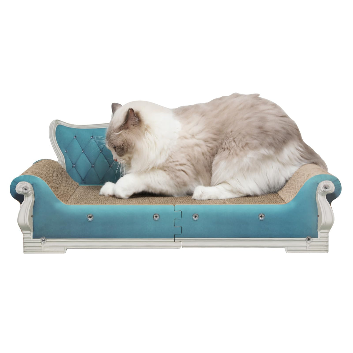 Kidding Pets Cat Sofa Shape Scratch Pad for Large Medium Small Indoor Cats,Larger-Sized Recyclable Reversible Cardboard Cat Couch for Resting Claw Grinding and Playing