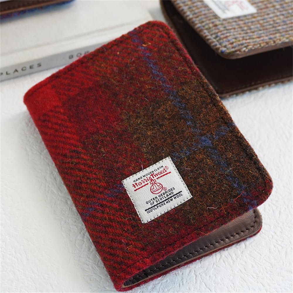 Harris Tweed Leather Passport Holder for Travel, Slim & Lightweight Passport Cover with Vaccine Card Slot, RFID Blocking, Ideal for Women and Men (No.912)