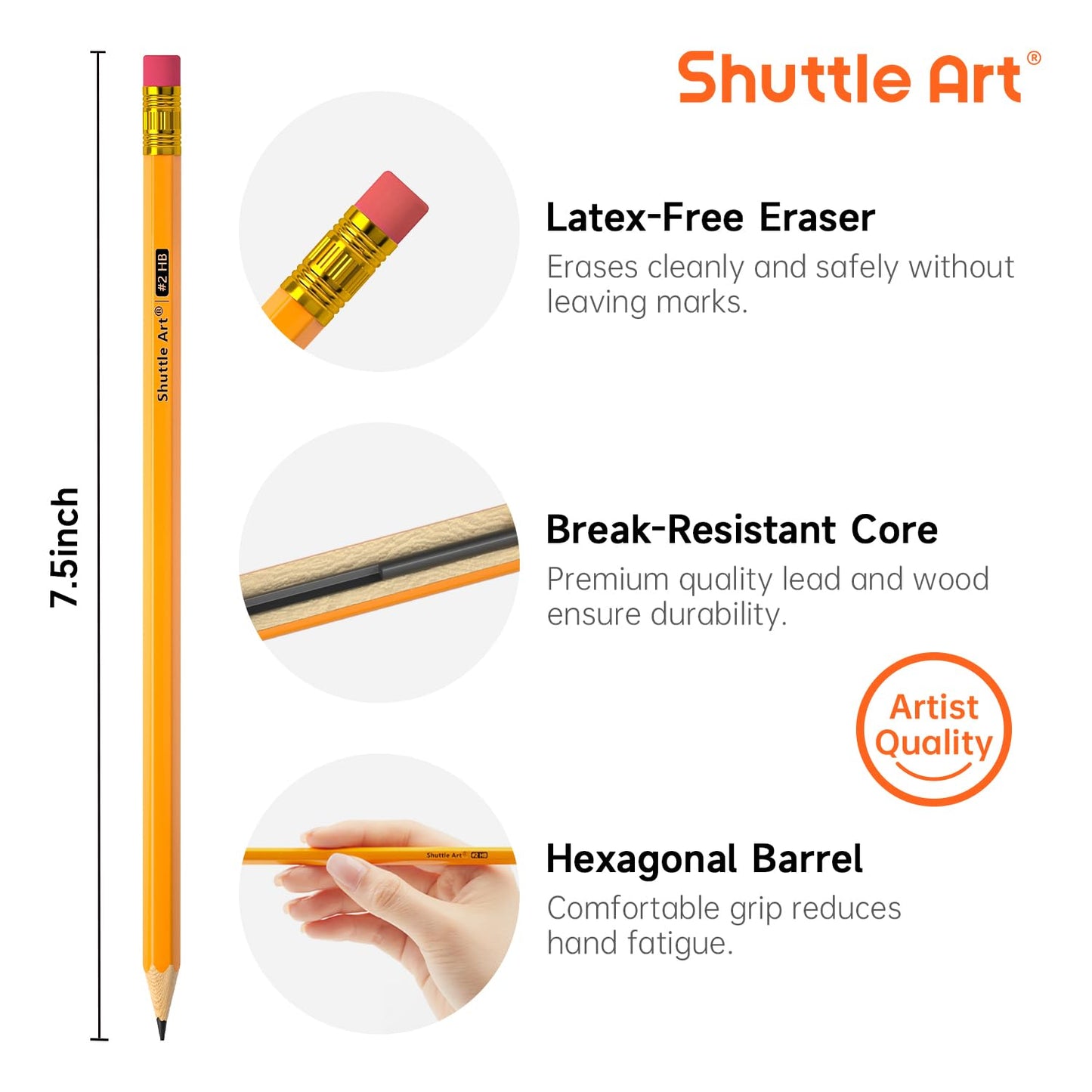 Shuttle Art Wood-Cased #2 HB Pencils, 1000 Pack Sharpened Yellow Pencils with Erasers, Bulk Pack Graphite Pencils for School and Teacher Supplies, Writing, Drawing and Sketching