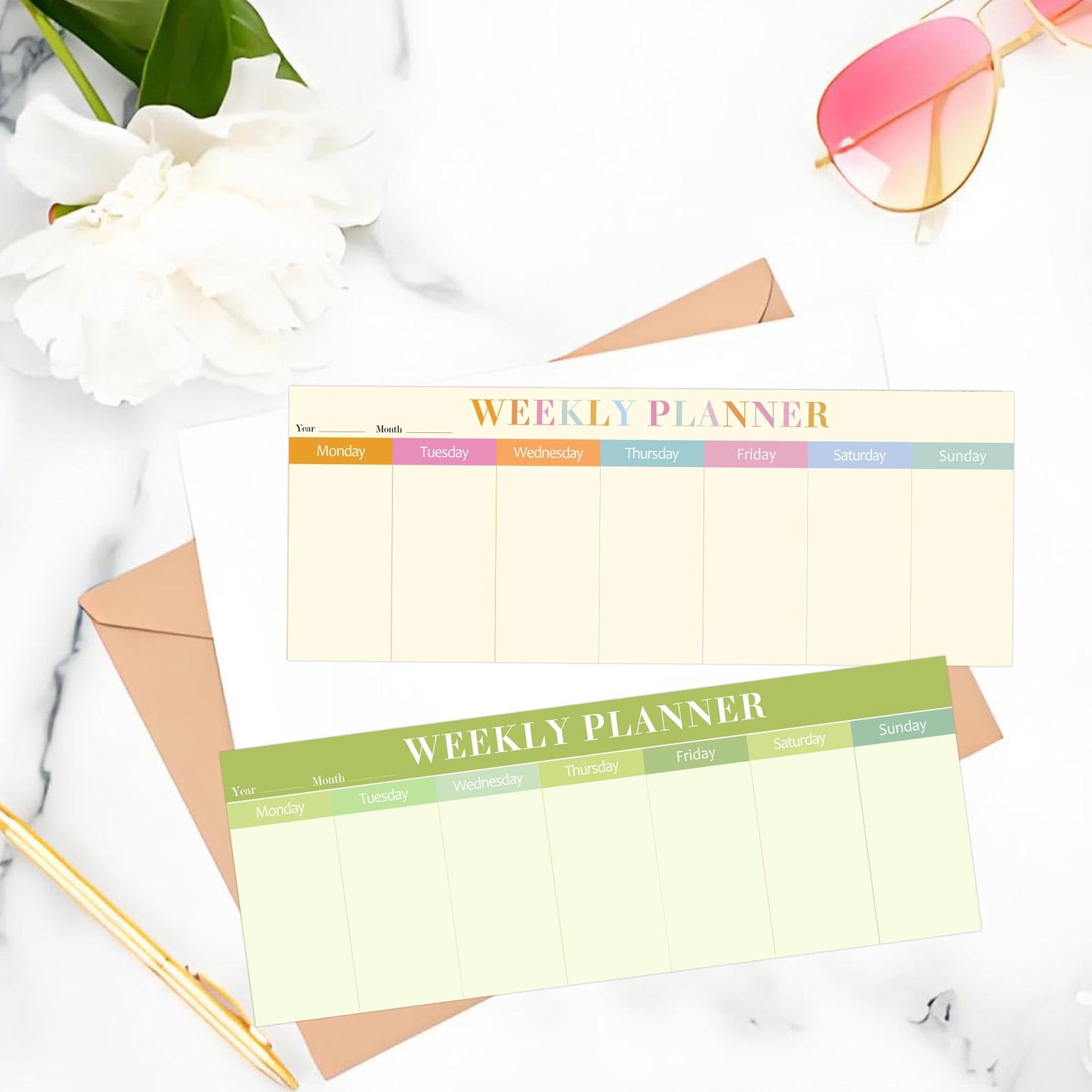 120 Sheets Weekly Planner Notepad Weekly Calendar Pad 3.8x10 Inch-Colorful Weekly to Do List Notepad Desk Schedule for Student Planner