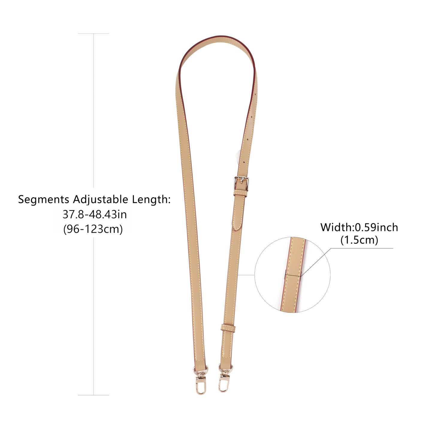 LvansWtl Apricot Beige Vachetta Leather Adjustable Replacement Strap - 0.59in Width,37.8-48.43in (96-123cm), Fits Carryall,Alma,Speedy 20/25/30/35, Crossbody Bags