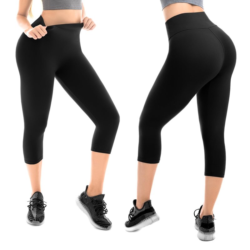 Walifrey Capri Leggings for Women, Buttery Soft High Waisted Leggings for Gym Yoga Workout (Grey LXL)
