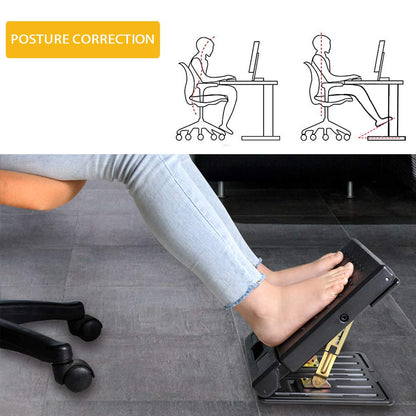 Adjustable Foot Rest for Under Desk at Work, Comfortable Footrest with 4-Level Height Adjustment, Ergonomic Leg Rest for Office Gaming Chair, Black Foot Stool with Removable Soft Pad