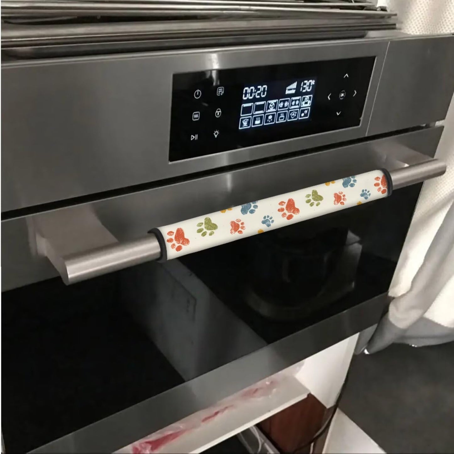 Hwzdsyxl Colorful Paw Pattern Fridge Door Handle Covers Kitchen Appliance Protective Gloves 6 PCS Anti-Scratch Refrigerator Handle Cover Keep Off Fingerprints Oil Stains Food Spot
