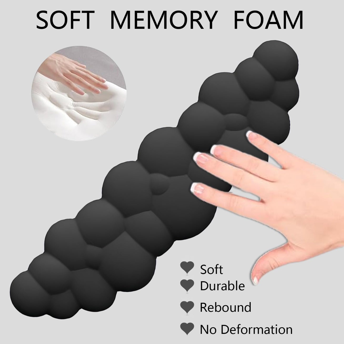 Cloud Wrist Rest Keyboard Ergonomic Wrist Pad for Keyboard and Mouse Coaster Cloud Mouse Pad Set Leather PU Non-Slip Wrist Rest Support for Computer Laptop Gaming Mac Home Office Relief Pain Black