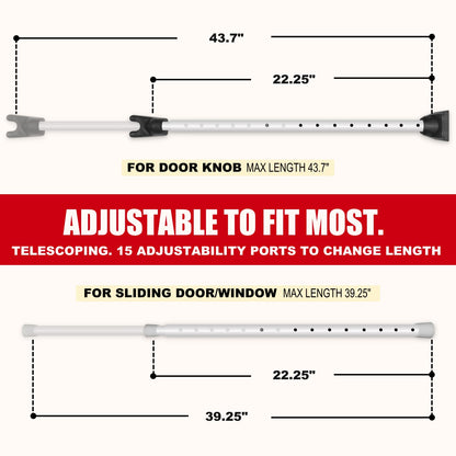 SecurityMan Door Security Bar, Heavy Duty 2-in-1 Door Stoppers Security Bar and Sliding Door Lock Bar (2 Pack) - Perfect Adjustable Door Jammer Door Stopper for Home, Hotel, and Apartment Security