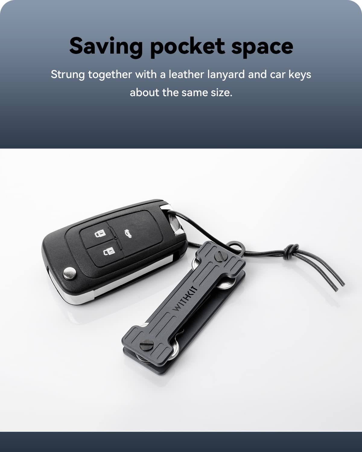 withkit Life Metal Fit Key Chain Minimalist Aluminum Key Holder Organizer with Compact Key Ring and Leather Lanyard Keychain Accessories