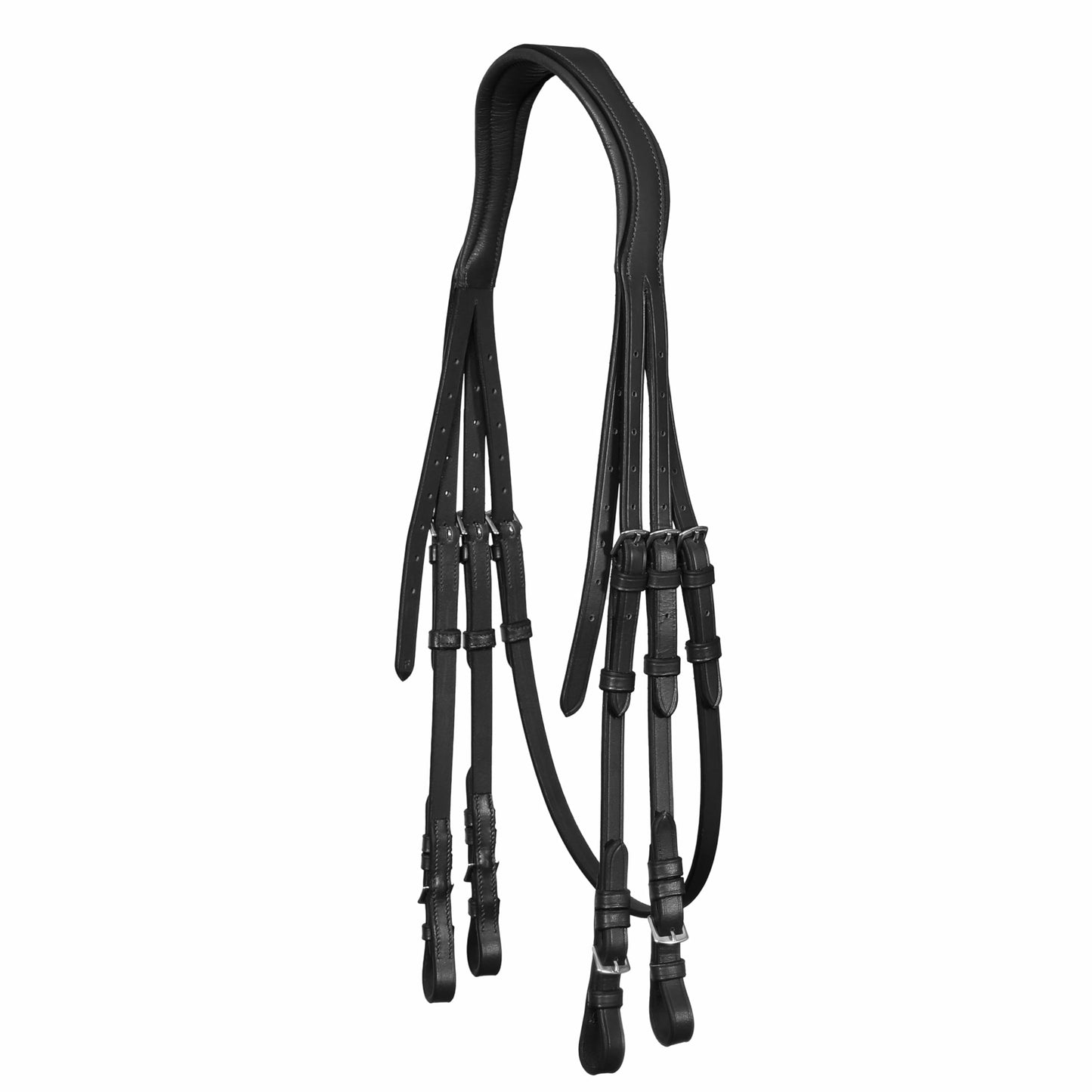 Exion Double Dressage Bridle for Horses – Padded Leather Weymouth Bridle with Two Sets of Reins – Ergonomic Comfort Headpiece – Premium Vegetable Tanned Leather – Full, Cob, Warmblood