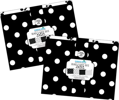 Barker Creek File Folders - Set of 24 Black & White Dot Letter Size Folders, 14pt Stock, Multi-Design Set, 1/3 Cut Tabs, Reversible, Home, School and Office Supplies (4378)