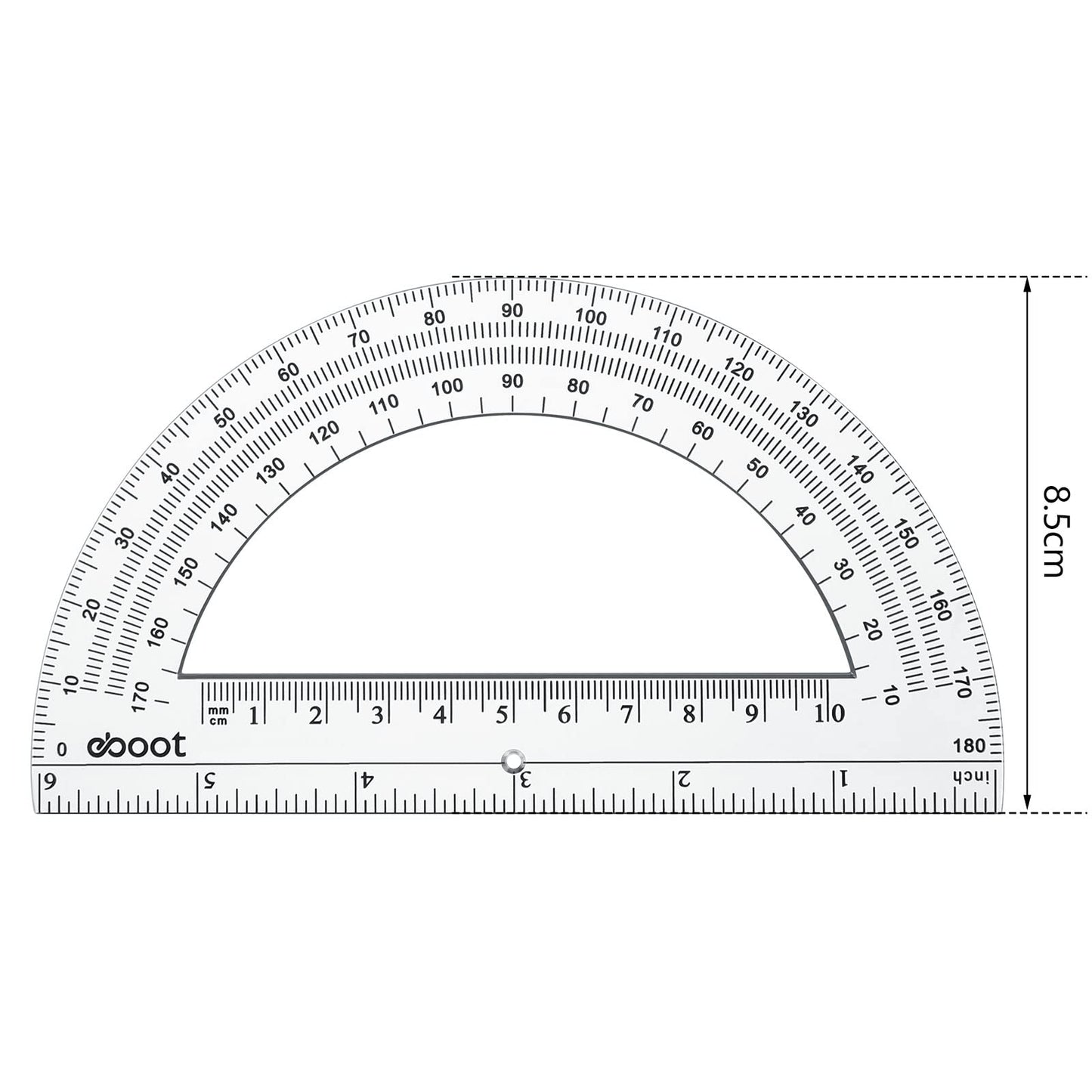 EBOOT 24 Pack Plastic Protractors Math Protractor 180 Degrees 6 Inch (Clear)