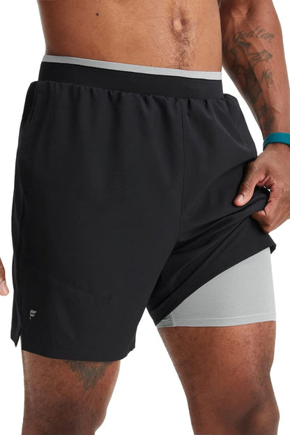 Fabletics Men's The Fundamental Short II (Lined), Workout, Running, Training, Gym, Yoga, Ultra Lightweight,7" Inseam, S, Black