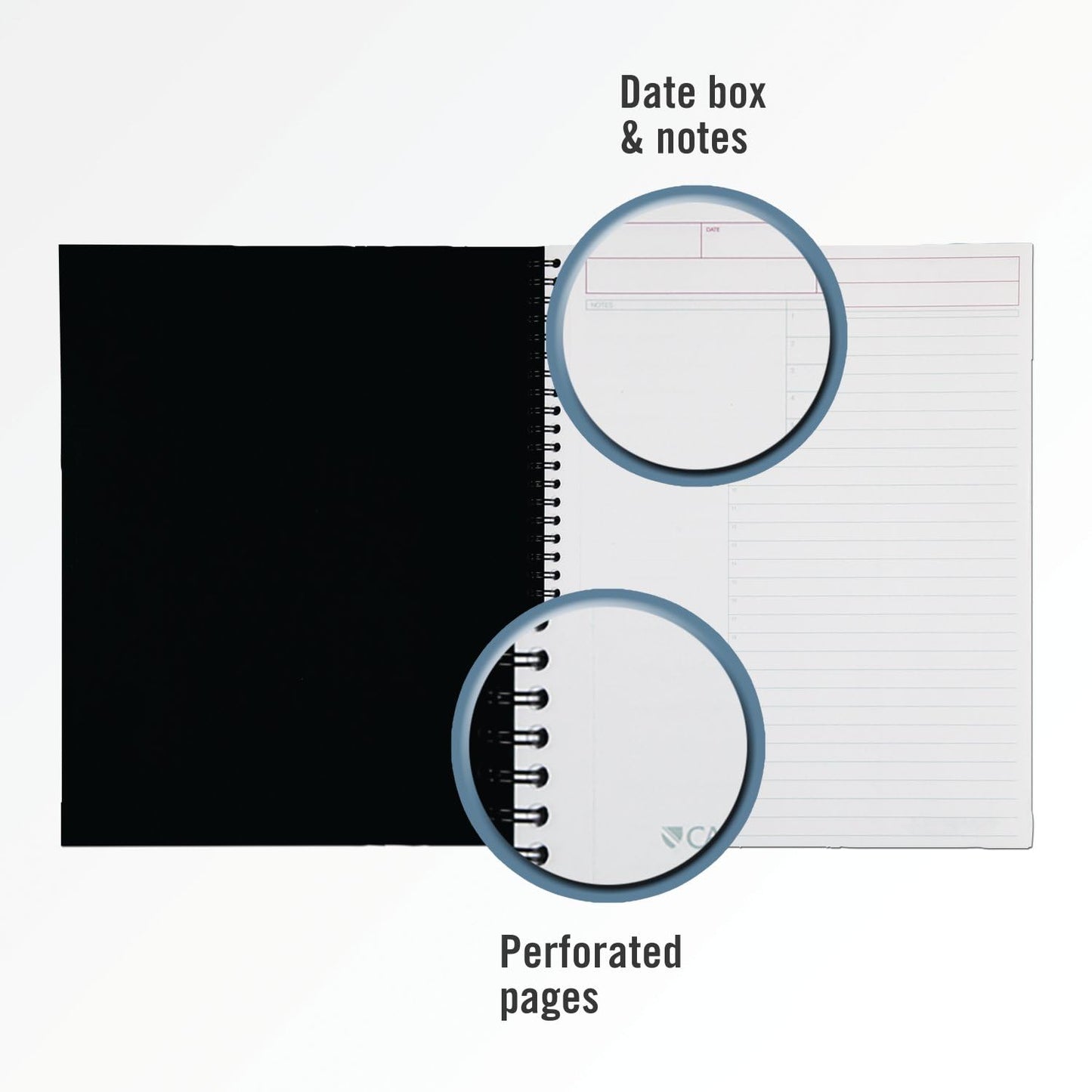Cambridge Business Notebook, Action Planner, Legal Ruled Paper, 8-1/2" x 11", 80 Sheets, Flexible Soft Touch Cover, Wirebound, Gray (06064)