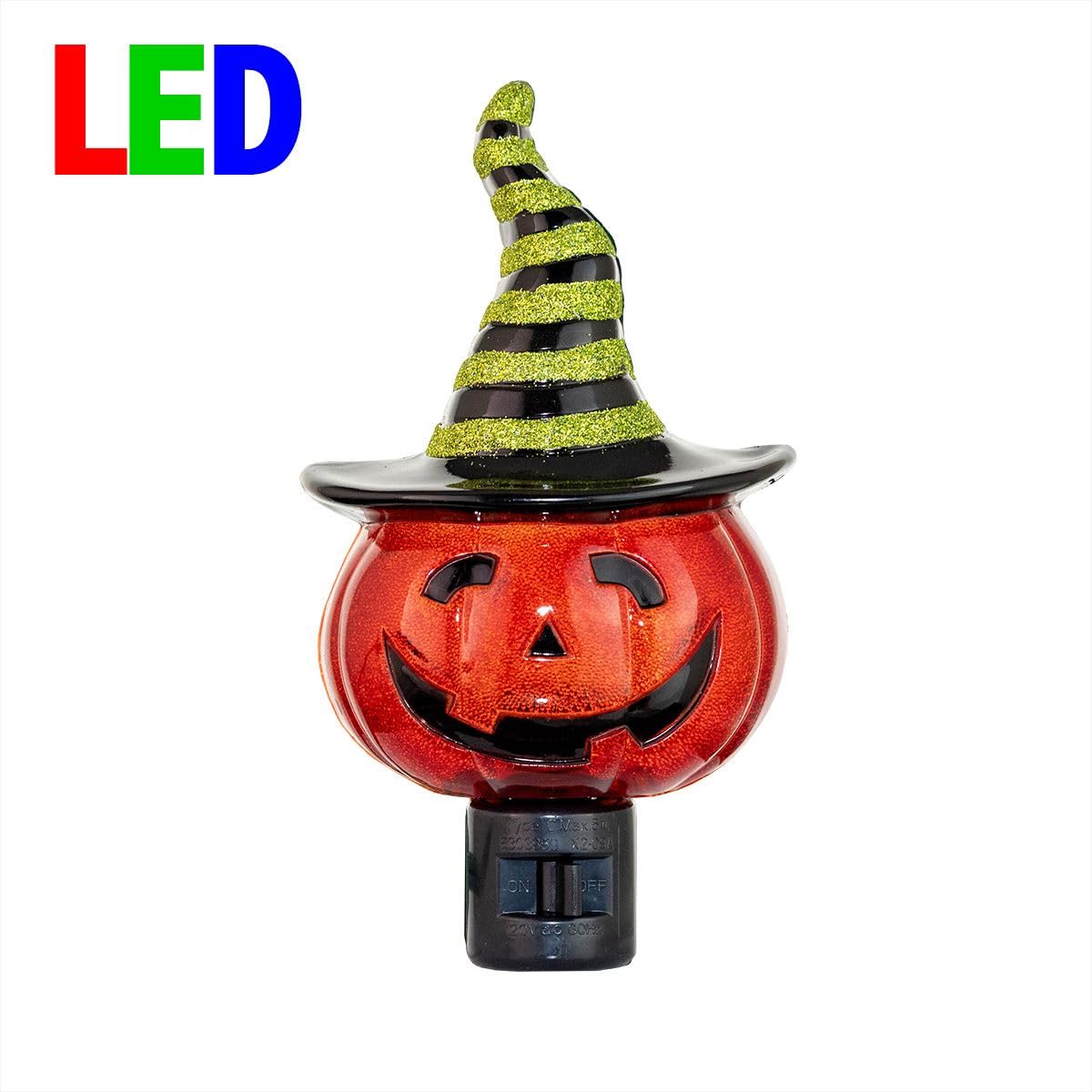 Novelty Lights LED Lamp Pumpkin in Witch Hat Halloween Decoration Night Light with Swivel Plug