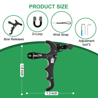 Ruirgo Thumb Release Bow Aid for Compound Bow, 360° Rotatable Archery Release Aid, Adjustable Trigger & Length, Ambidextrous for Adults Hunting & Target Practice, Silver