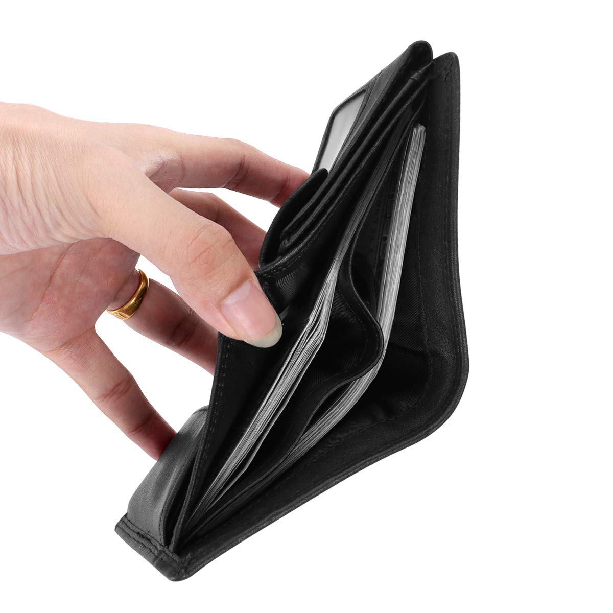 HAWEE Trifold Billfold RFID Blocking Cowhide Leather Wallet for Men 10 Card Slots 2 ID Windows with Coin Pocket, Black