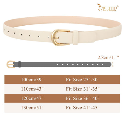 JASGOOD Beige Belt for Women Jeans Pants Dresses with Gold Buckle Fashion Ladies Waist Belt
