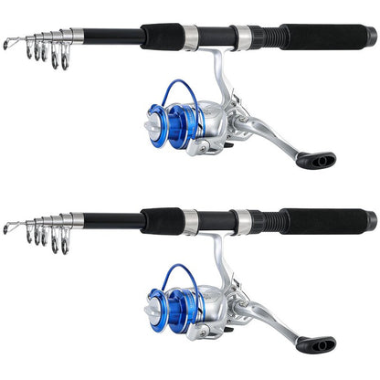 Tripquips Fishing Pole Combo, 6.9ft 2Pcs Telescopic Rods Set, Collapsible Fishing Rods, 2PCS Spinning Reel Set with Carrier Bag Freshwater Fishing Rod and Reel Combos Kits(Blue Fishing Combos)