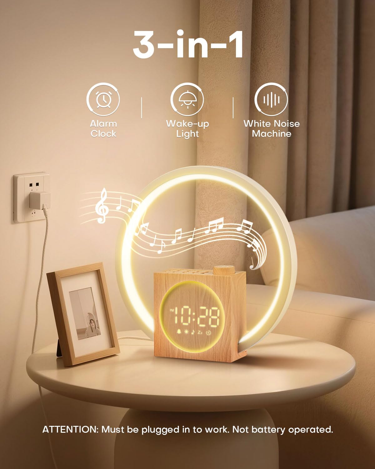 Sunrise Alarm Clock, White Noise Sound Machine, Alarm Clocks for Bedrooms with 12 Color Ambient Nightlight, White Noise Machine with 30 Soothing Sounds, Gifts for Adults, Kids, Couples and Friends