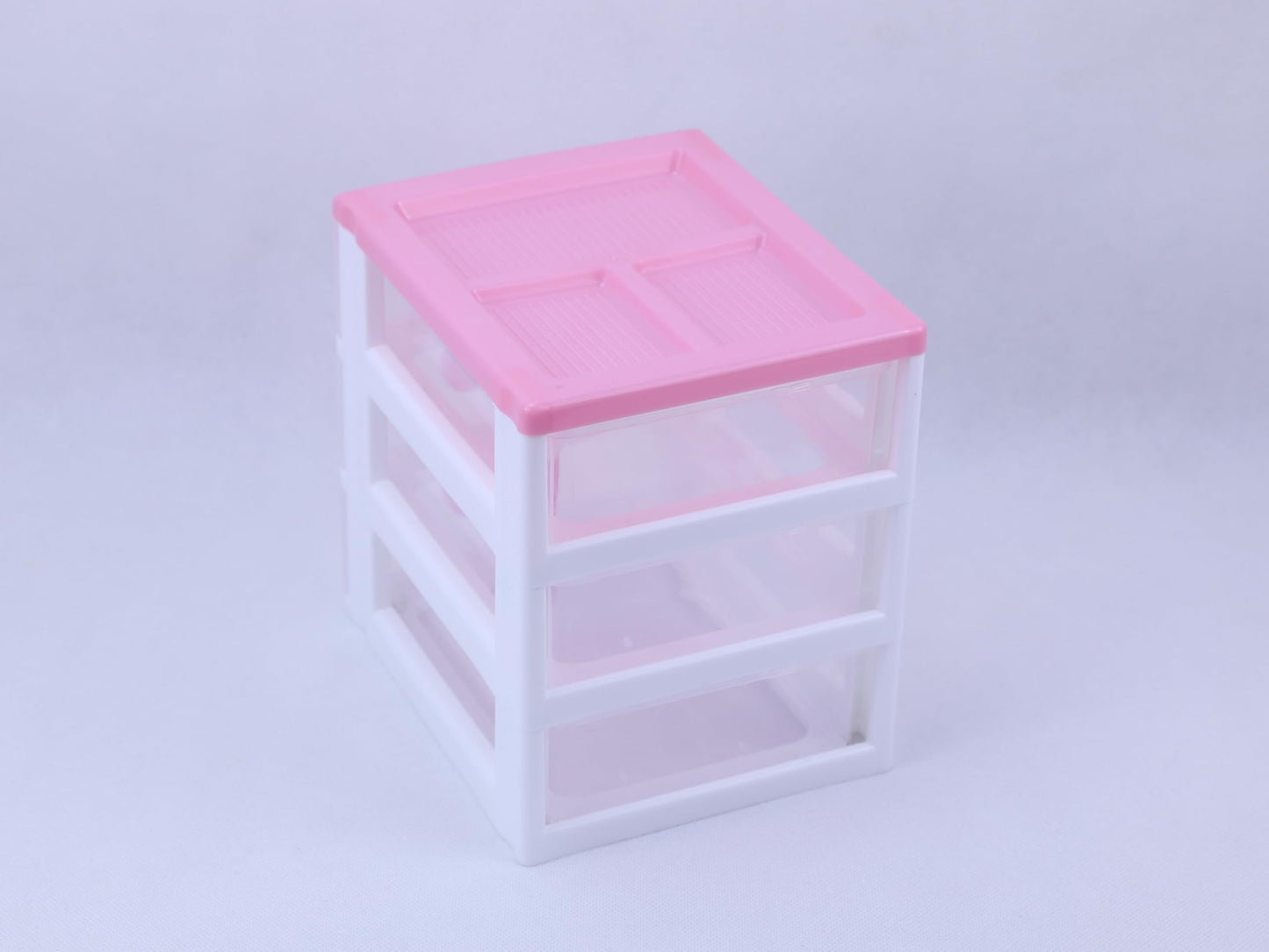 Pink 3-Tier Desk Organizer for Girls – Compact Plastic Storage Box for Makeup, Jewelry, School Supplies & Art Crafts – Cute Desktop Tidy for Bedroom Vanity or Dorm Room (Classical)