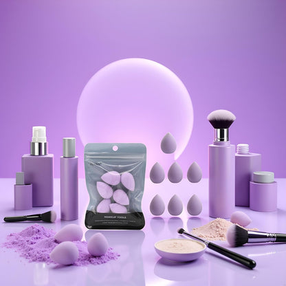 6PCS Mini Makeup Sponge Small Beauty Sponge Blender Set for Foundation, Powder, Concealer Highlight,and Eye Shadow, Purple