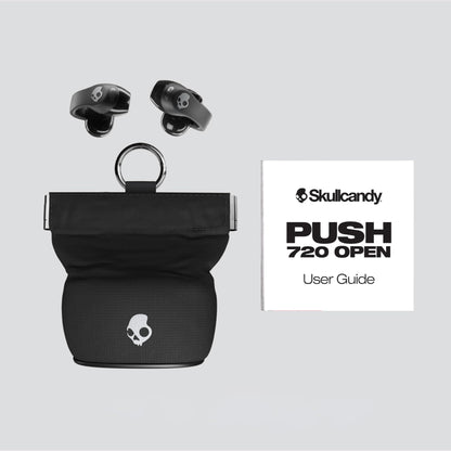 Skullcandy Push 720 Open Wireless Open Ear Bluetooth Earbuds, Headphones, Waterproof, Clip-On Lightweight Design, 30 Hours Battery, Wireless Charging Pouch, Microphone for iPhone Android - Chrome