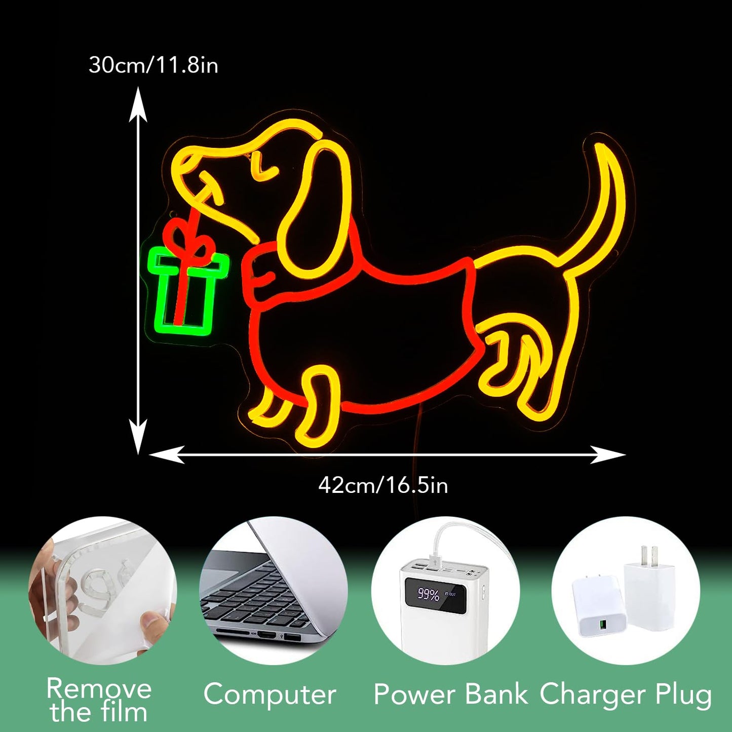 JLEWUINH Dachshund Neon Sign LED Neon Cute Poppy Light for Wall Decor Dog Light Up Sign for Bedroom Christmas Party Decor gift Neon Sign(16.5”*11.8”)
