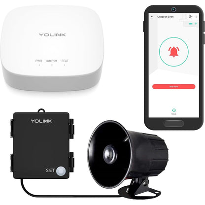 YoLink Outdoor Security Siren & Smart Alarm Controller Kit - Loud 110 dB, Wireless, Battery-Powered, 1/4 Mile Range, Android-iOS App, Alexa, Google, IFTTT, Home Assistant, Hub Required!