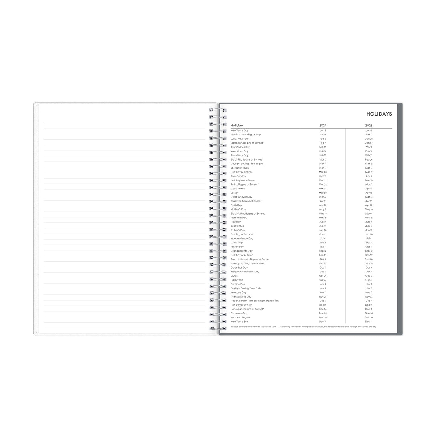 Blue Sky Note Taking Planner, Undated Planning Calendar, Monthly Layout, 8.5" x 11", Flexible Cover, With 120 Lined Notebook Pages, Durable Twin Wire Binding, Includes Snap In Bookmark, Zenra