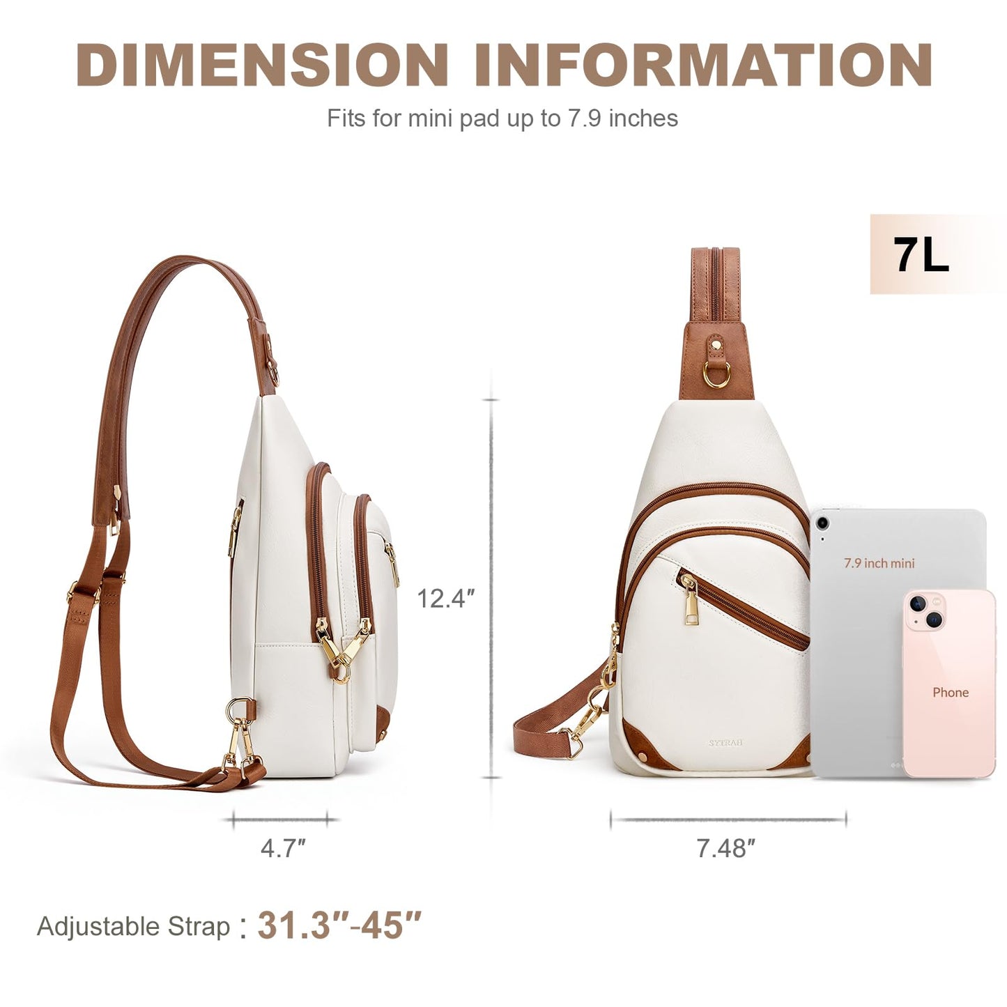 SYTRAH Anti Theft Sling Bag for Women, RFID Crossbody Purses Convertible Sling Backpack, Cross Body Purse Chest Bag for Travel Daily Use Beige Brwon