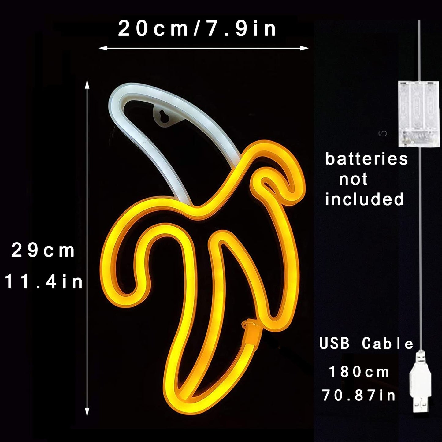 ENUOLI Banana Neon Signs,Banana Neon Light 11.4"x7.9" inch LED Neon Lights for Wall Decor,USB/Battery Powered Night Lamps Light Up Signs for Christmas,Birthday Party, Kids Living Room,Home Decor