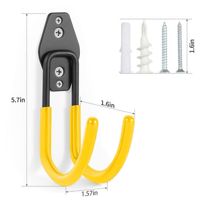 Pruite Garage Hose Hooks Wall Mount, 6 Pack Heavy Duty Storage Hooks for Garden Tools, Wall Hooks for Water Hoses, Brooms, Ladders, Garage Storage, Yellow