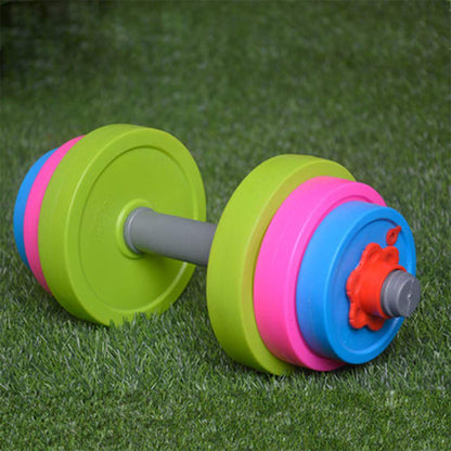 Kids Workout Dumbbell Weights Set - Toddler Toy Gym Equipment for Pretend Play Lifting, Exercise & Fitness - Adjustable Fill with Sand or Water (2 Pack)