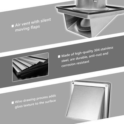 FRESH SPEED 4 Inch Dryer Vent Cover Outside Stainless Steel Wall Vent with Removable Cover and Insect Screen Mesh