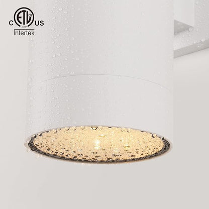 mirrea 14" Modern Outdoor Porch Light Patio Light in 2 Lights with Aluminum Cylinder and Tempered Glass Cover Waterproof Wall Sconce 2 Pack (Matte White)