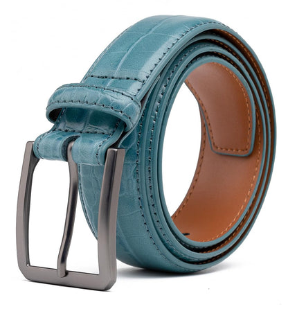 Fabio Valenti Belts for Men,Handmade Genuine Leather Men's Belt Classic and Fashion Designs(Teal,36/38)