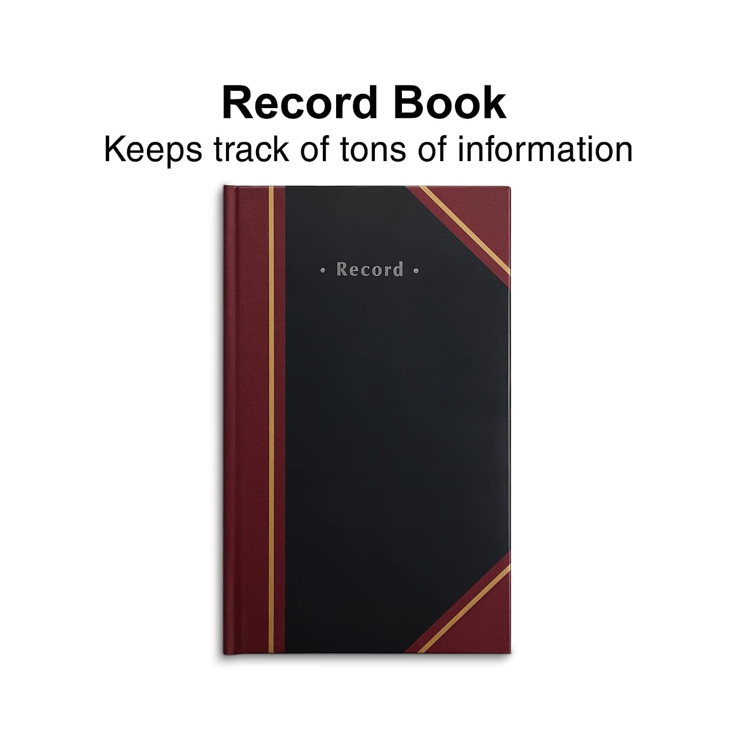 Staples Black Record Book, Hardbound, 300 Numbered Pages, 11-3/4" x 7-1/4", Durable Sewn Binding Notebook for Logs, Records & Note‑Taking