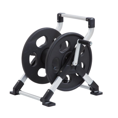 Liberty Garden 306 Explorer Floor or Wall Mount Hose Reel, Aluminum, Holds 150-feet of 5/8-Inch hose, Silver/Black