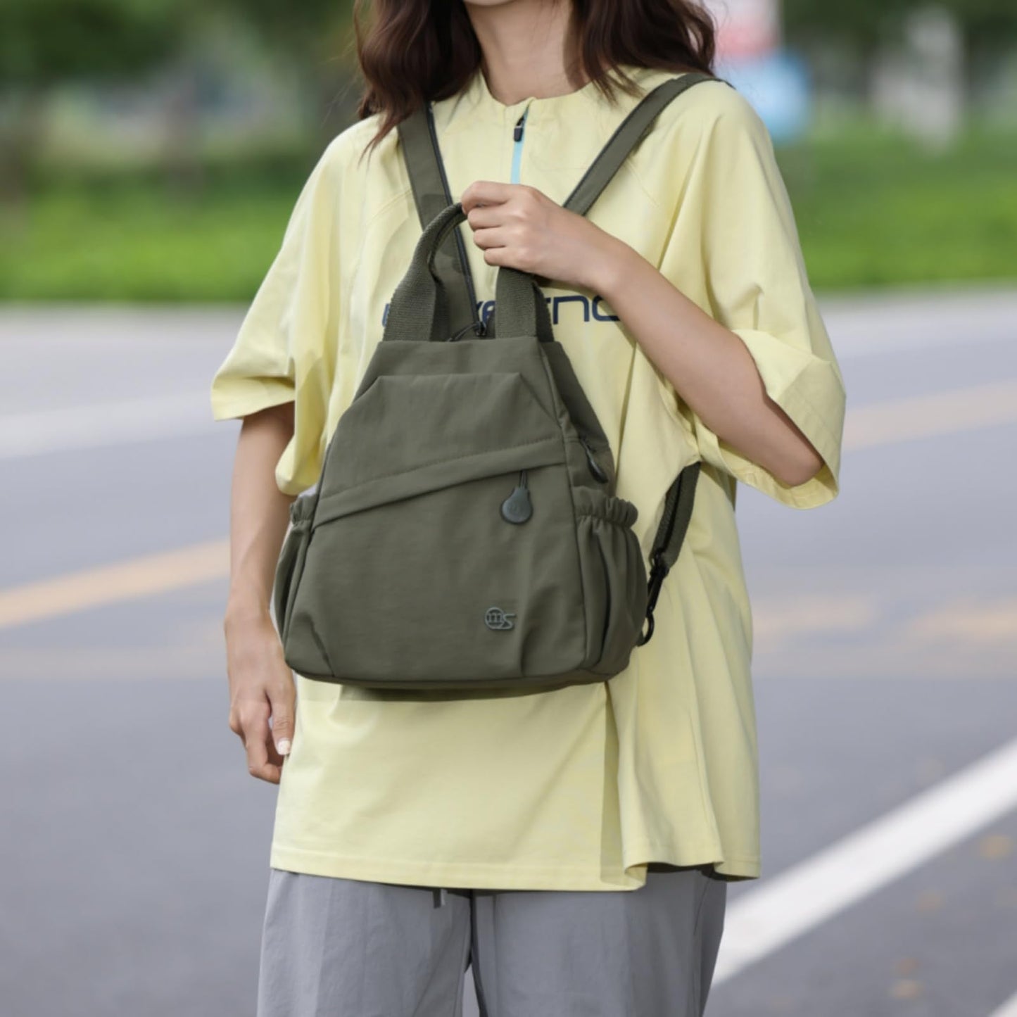 Wafybsre Convertible Sling Backpack for Women, Water-Resistant Lightweight Nylon Pack Hiking Travel Bag (Army green)