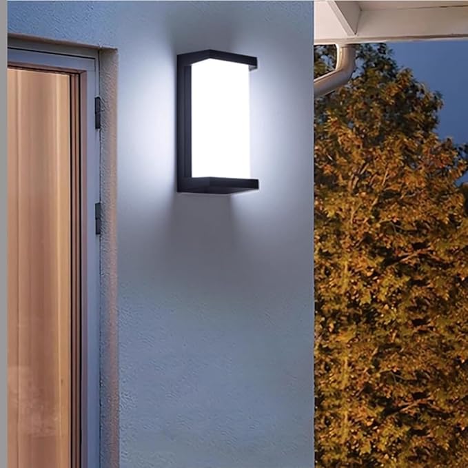 Sytmhoe Dusk to Dawn Outdoor Wall Lights, Modern LED Exterior Light Fixture,6000k Black Outdoor Wall Sconce,Ouside Light for House Porch Patio Garage Walkway Backyard Garden