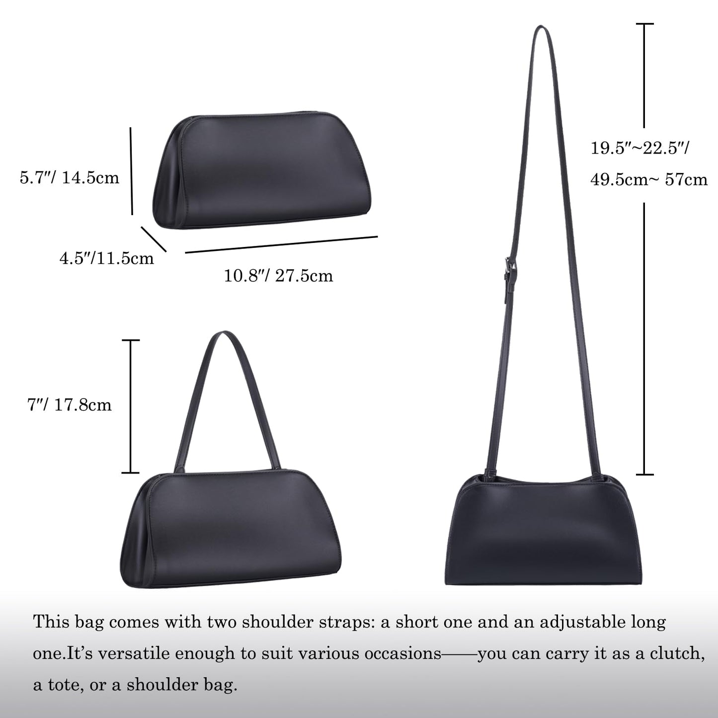 Quelis Small Leather Tote Bag，Clutch Purse with Shoulder Strap， Small Vegan Leather Handbag