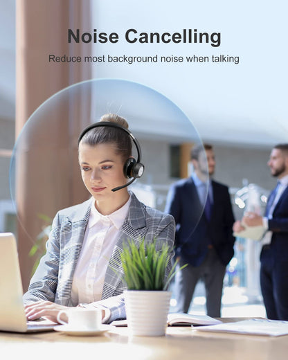 Link Dream Trucker Bluetooth Headset 20H Talktime Wireless Headset with 270°Rotatable Noise Cancelling Microphone USB Dongle for Online Meeting, Office Home, Call Center, Computer, Cell Phone (BH60)